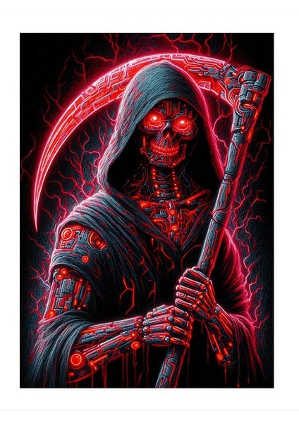 Kırımızı Kurukafa Azrail Mdf Tablo 35cm X50cm