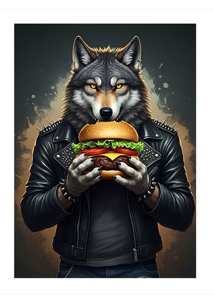Burger Tutan Kurt Modern Ahşap Tablo 35cm X50cm