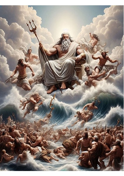 Tanrı Zeus Dekoratif Ahşap Tablo 18cm X 27cm