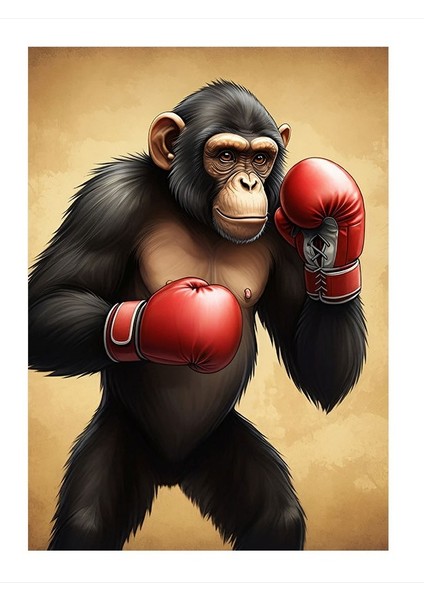 Boksör Maymun Model Mdf Tablo 25cmx 35cm