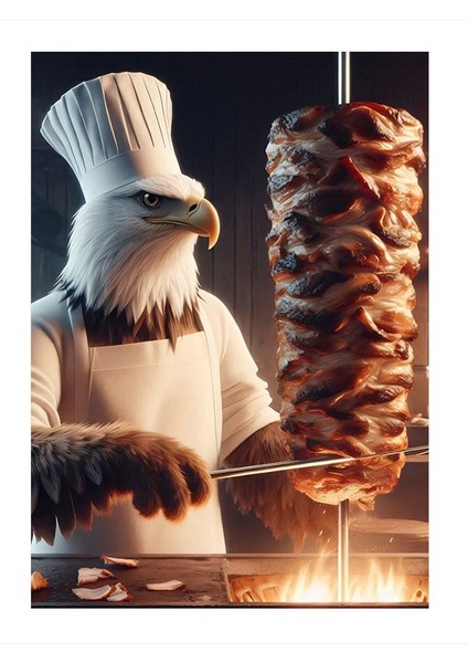 Dönerci Aşçı Kartal Desenli Ahşap Tablo 35cm X50cm