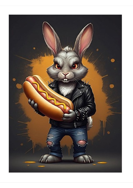 Hotdog Tutan Tavşan Mdf Tablo 25cmx 35cm