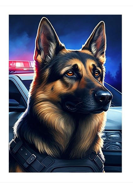 Polis Köpeği Art Mdf Tablo 25cmx 35cm