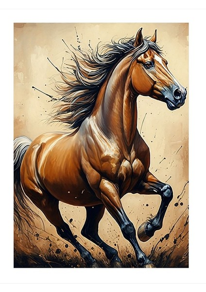 Koşan At Art Mdf Poster 25cmx 35cm