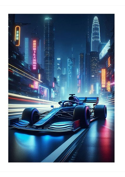 Neon Formula Arabası Ahşap Tablo 25cmx 35cm