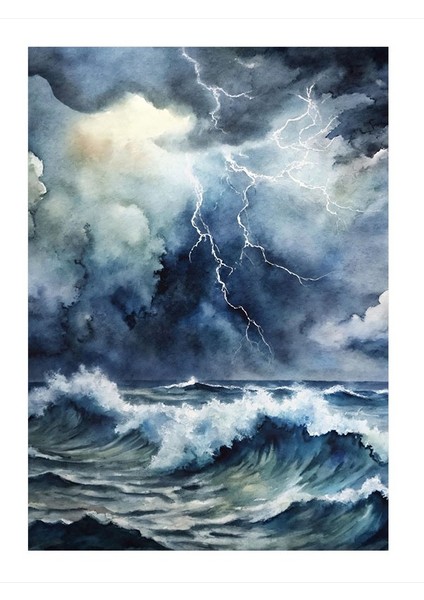 Fırtınalı Deniz Modern Ahşap Tablo 25cmx 35cm