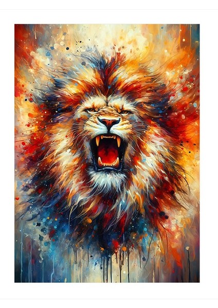 Renkli Aslan Ahşap Tablo 25cmx 35cm