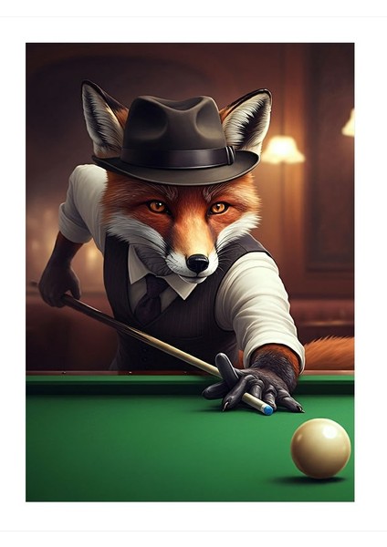 Bilardo Tilkisi Mdf Poster 18cm X 27cm