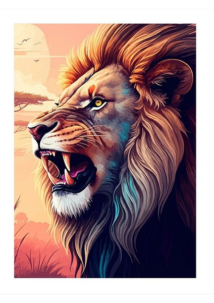 Kükreyen Aslan Model Ahşap Tablo 18cm X 27cm