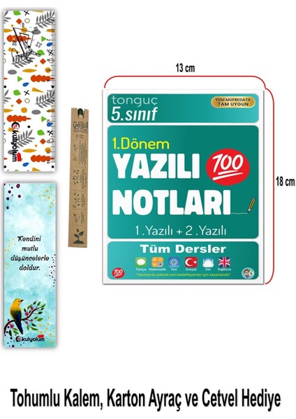 5. Sınıf Yazılı Notları 1. Dönem 1 ve 2. Yazılı Notları + Tohumlu Kalem - Ayraç - Cetvel