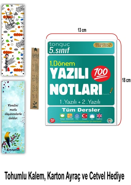 Tonguç Akademi 5. Sınıf Yazılı Notları 1. Dönem 1 ve 2. Yazılı Notları + Tohumlu Kalem - Ayraç - Cetvel