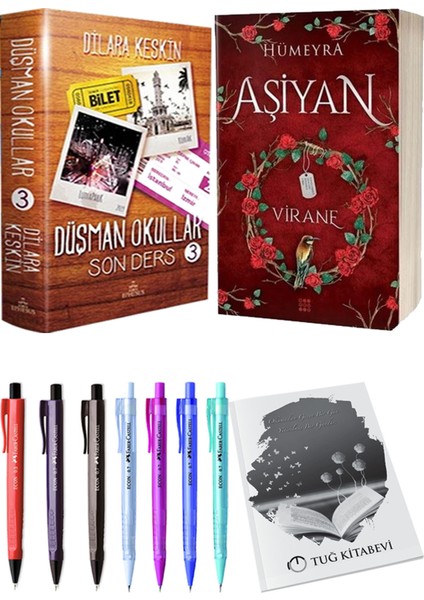 Aşiyan 1 Virane Ciltli ve Ephesus Düşman Okullar 3 Ciltli Dilara Keskin 2'li Set + Hediyeli