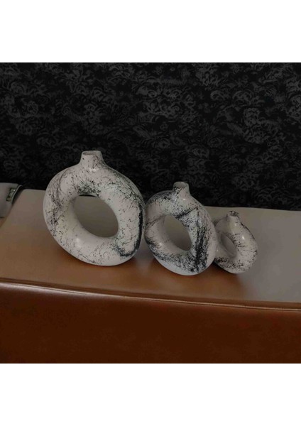 3 Lü Bohem Simit Hediyelik Dekoratif Vazo