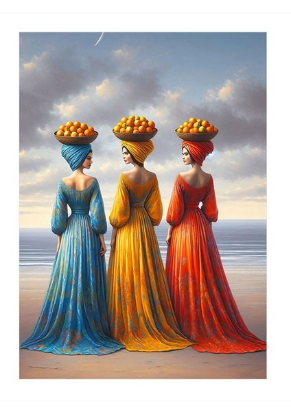 Meyve Taşıyan Afrikalı Kadınlar Mdf Tablo 18cm X 27cm