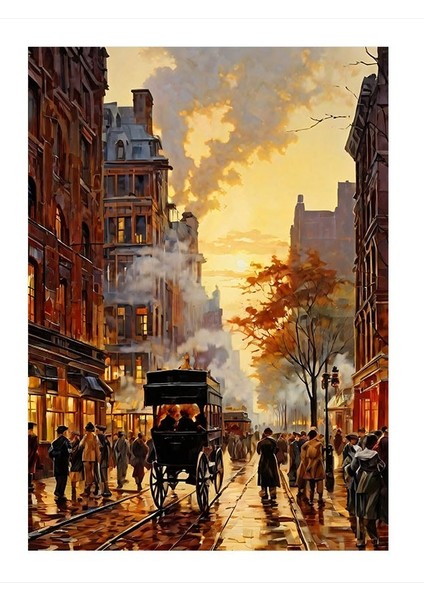 Geçmişteki Bir Şehir Desenli Mdf Tablo 25cmx 35cm
