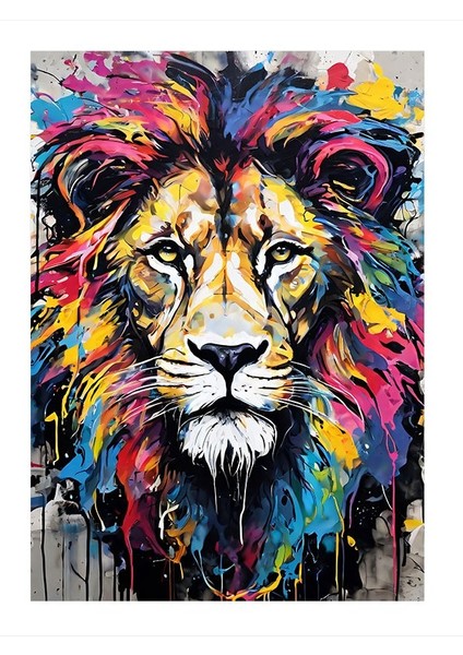 Renkli Aslan Dekoratif Mdf Tablo 35cm X50cm
