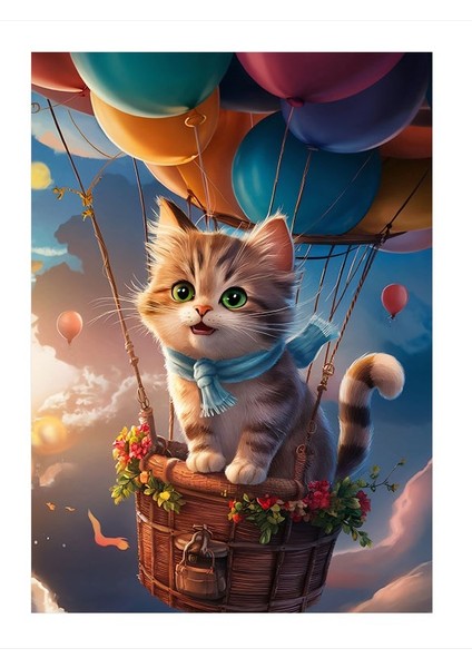 Uçan Balon Ve Kedi Model Mdf Tablo 35cm X50cm