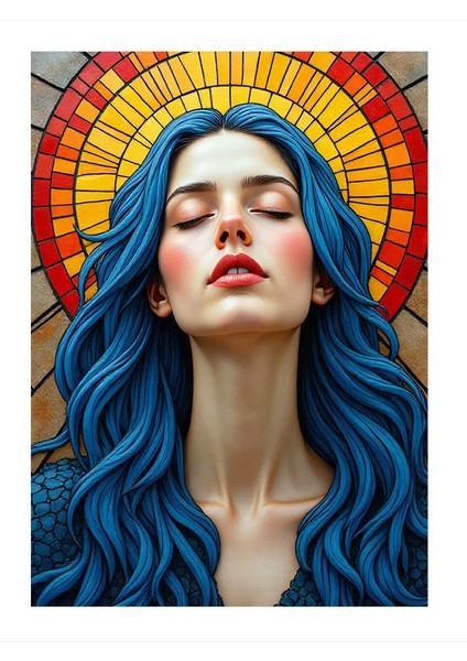 Renkli Kadın Portresi Dekoratif Mdf Tablo 35cm X50cm