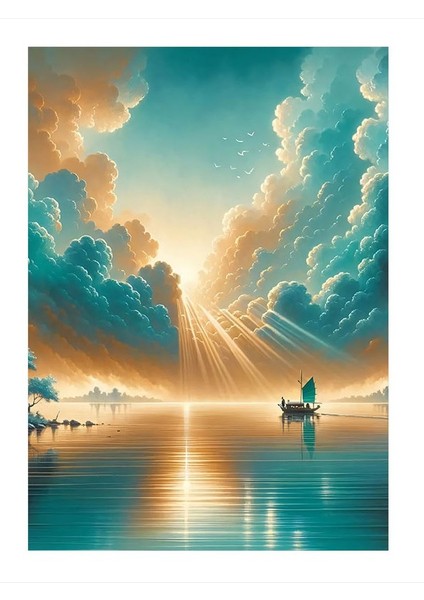 Deniz Manzarası Ve Bulutlar Mdf Tablo 25cmx 35cm