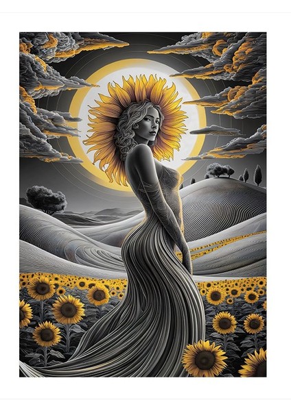 Çiçek Saçlı Kız Mdf Tablo 35cm X50cm