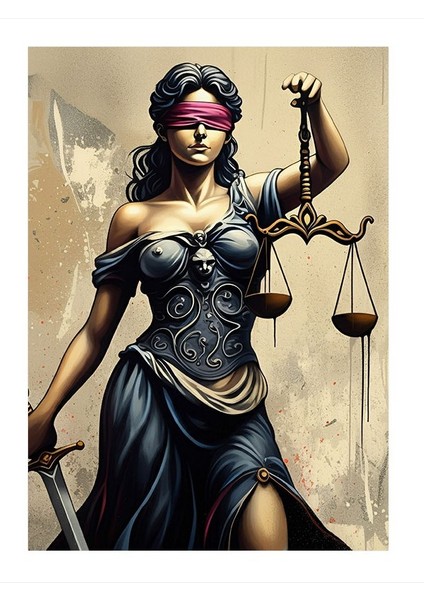 Adalet Tanrıçası Heykeli Art Mdf Tablo 35cm X50cm