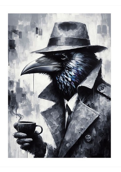 Pardösülü Karga Dedektif Mdf Tablo 35cm X50cm