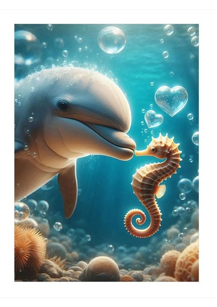 Yunus Balığı Ve Denizatı Modern Mdf Tablo 35cm X50cm