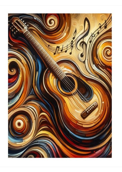 Soyut Gitar Tasarımı Art Mdf Poster 18cm X 27cm