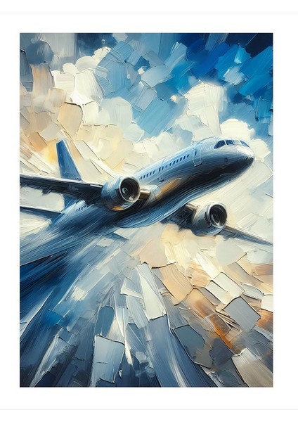 Yükselen Uçak Desenli Ahşap Tablo 25cmx 35cm