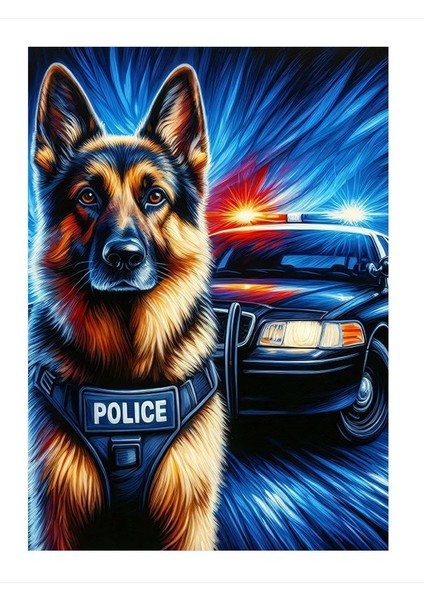 Polis Köpeği Art Mdf Tablo 50cmx 70cm