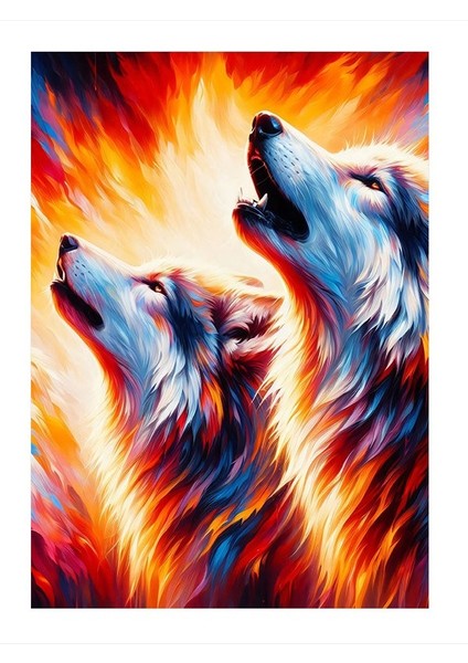 Birlikte Uluyan Kurtlar Art Mdf Tablo 25cmx 35cm