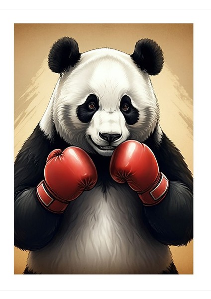 Boksör Panda Desenli Ahşap Tablo 25cmx 35cm