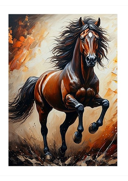 Koşan At Dekoratif Mdf Tablo 25cmx 35cm