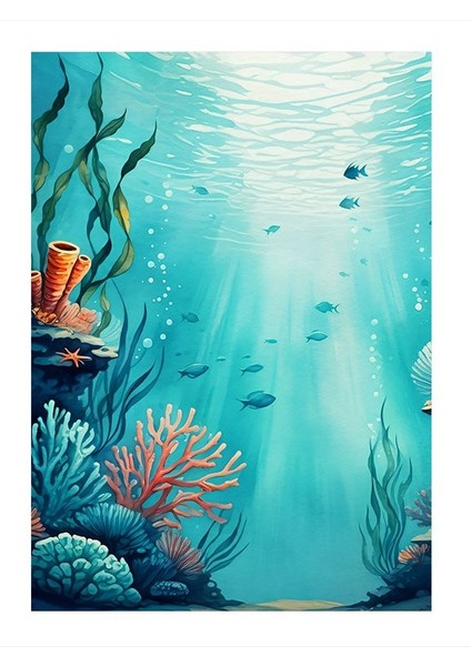 Deniz Altında Balıklar Art Mdf Tablo 25cmx 35cm