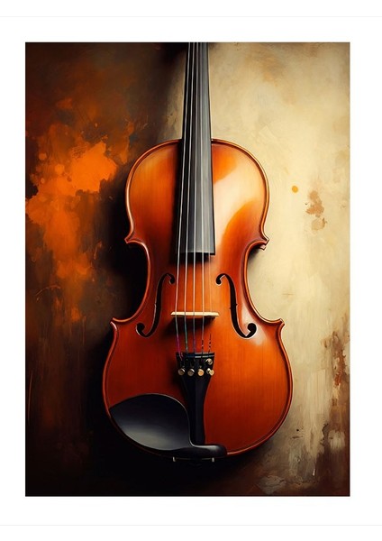 Turuncu Keman Tasarım Mdf Tablo 35cm X50cm