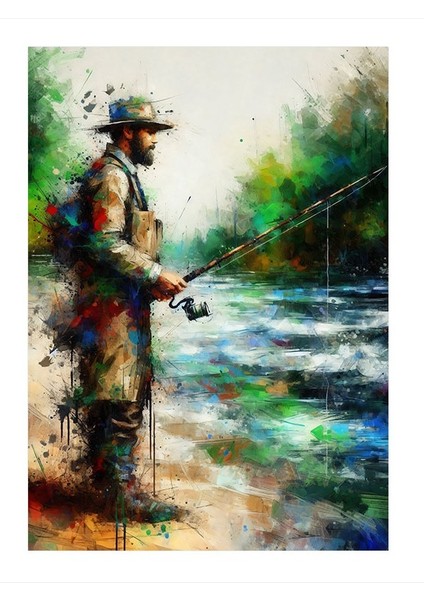Balıkçı Adam Modern Ahşap Tablo 35cm X50cm