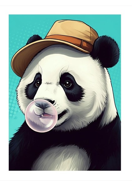 Şapkalı Panda Mdf Poster 50CMX 70CM