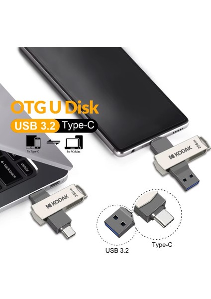 Type C ve  USB 3.2  Flash Bellek  Otg Çift Giriş Premium