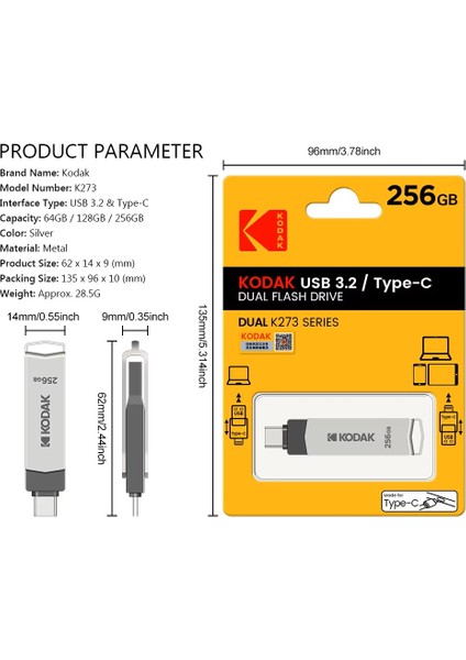 Type C ve  USB 3.2  Flash Bellek  Otg Çift Giriş Premium