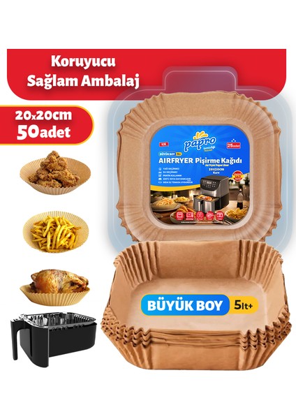 Airfryer Pişirme Kağıdı Büyük Boy Kare 50 Adet 20*20