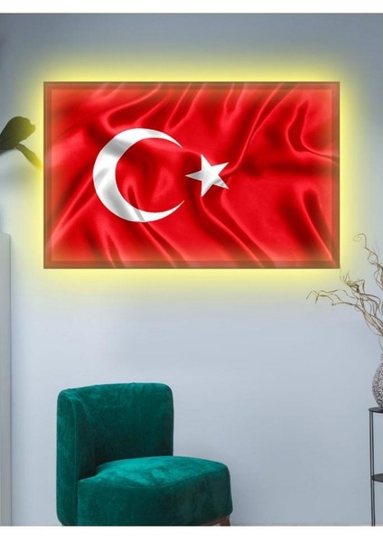 Kanvas Tablo Türk Bayrağı (Al Bayrak) LED Işıklı
