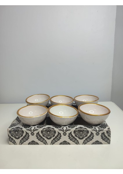 6 Lı Çerezlik Kahvaltılık Lokumluk Sosluk Reçellik Minik Kase Gold Kenarlı modelleri