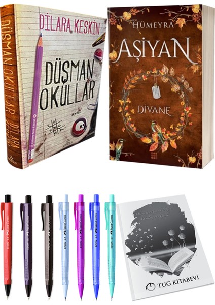 Aşiyan 2 Divane Ciltli ve Ephesus Düşman Okullar 1 Ciltli Dilara Keskin 2'li Set + Hediyeli