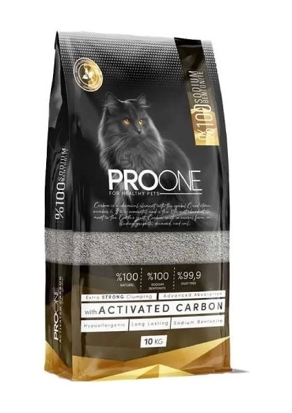 Populermarketim - Pro One Hypoallergenic Aktif Karbonlu Ince Taneli Sodyum Bentonit Kedi Kumu 10 kg