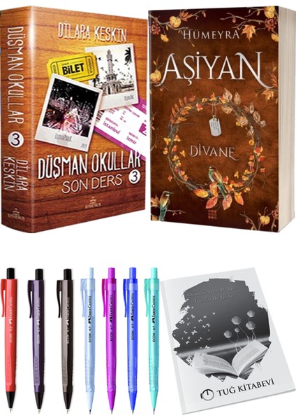 Aşiyan 2 Divane Ciltli ve Ephesus Düşman Okullar 3 Ciltli Dilara Keskin 2'li Set + Hediyeli