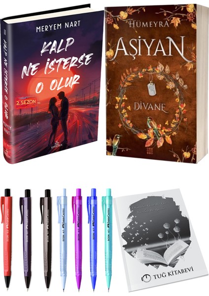 Aşiyan 2 Divane Ciltli ve Kalp Ne İsterse O Olur 2 Ciltli Meryem Nart 2'li Set + Hediyeli