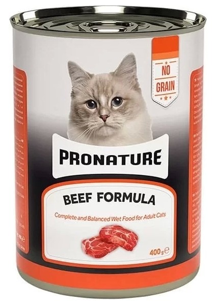 Populermarketim - Pronature Tahılsız Sığır Etli Ezme Yetişkin Konserve Kedi Maması 400 gr