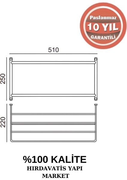 Paslanmaz Pirinç Mercan 2’li Havluluk 50CM fiyatları