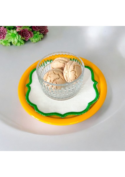 Sunum Tepsisi Metal Tek Kişilik Dekoratif Çay, Kahve ve Pasta Servisi 17 cm