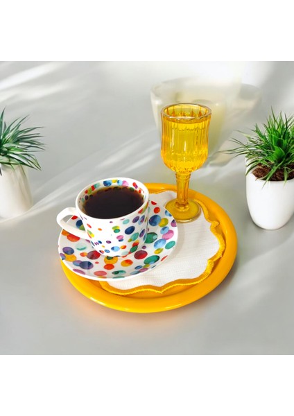 Sunum Tepsisi Metal Tek Kişilik Dekoratif Çay, Kahve ve Pasta Servisi 17 cm fiyatları